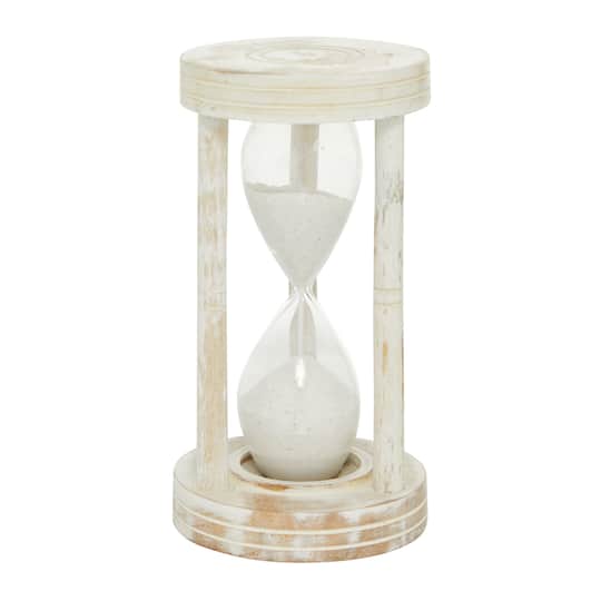12" White Mango Wood Hourglass Timer